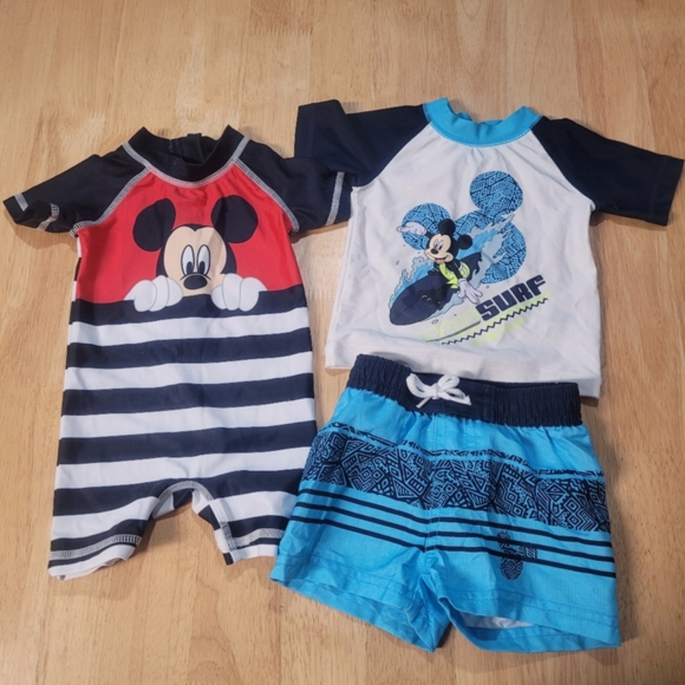 Disney Baby Mickey Mouse Bathing Suit Lot of 2 Swimsuits